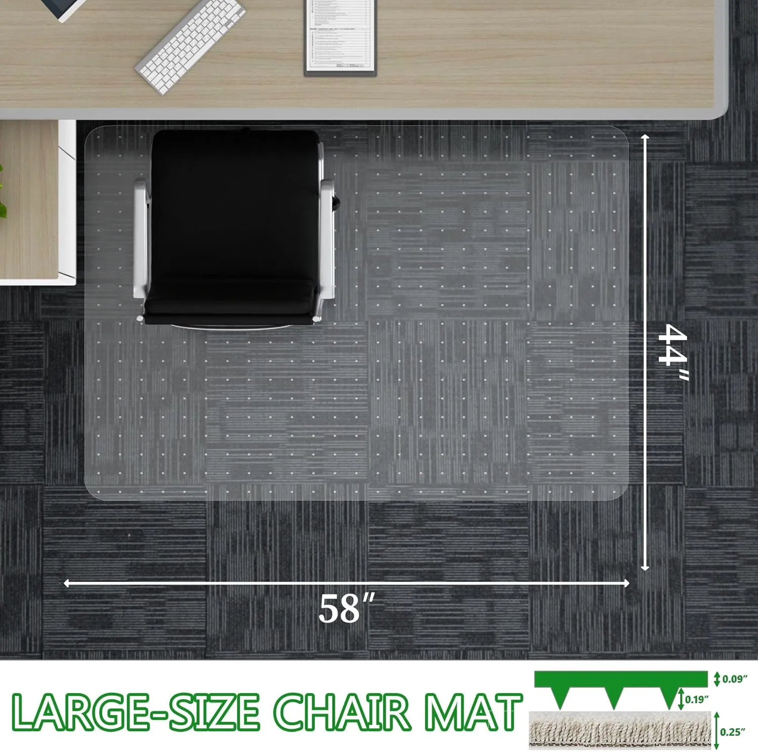 Extra Large Office Chair Mat for Carpet, 35" x 55" Clear Desk Chair Mat for Low Pile Carpeted Floors- Easy Glide Plastic Floor Mat for Office Chair on Carpet