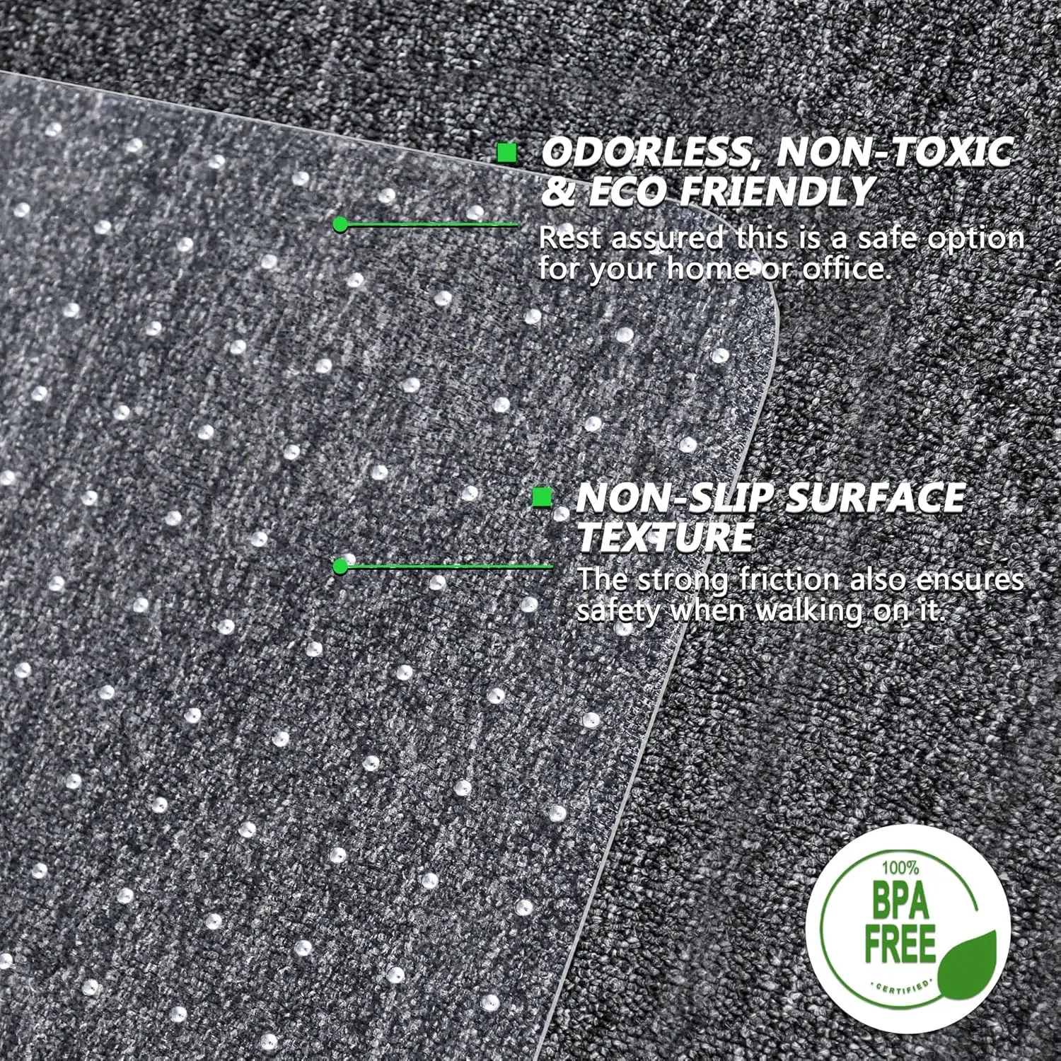 Extra Large Office Chair Mat for Carpet, 35" x 55" Clear Desk Chair Mat for Low Pile Carpeted Floors- Easy Glide Plastic Floor Mat for Office Chair on Carpet