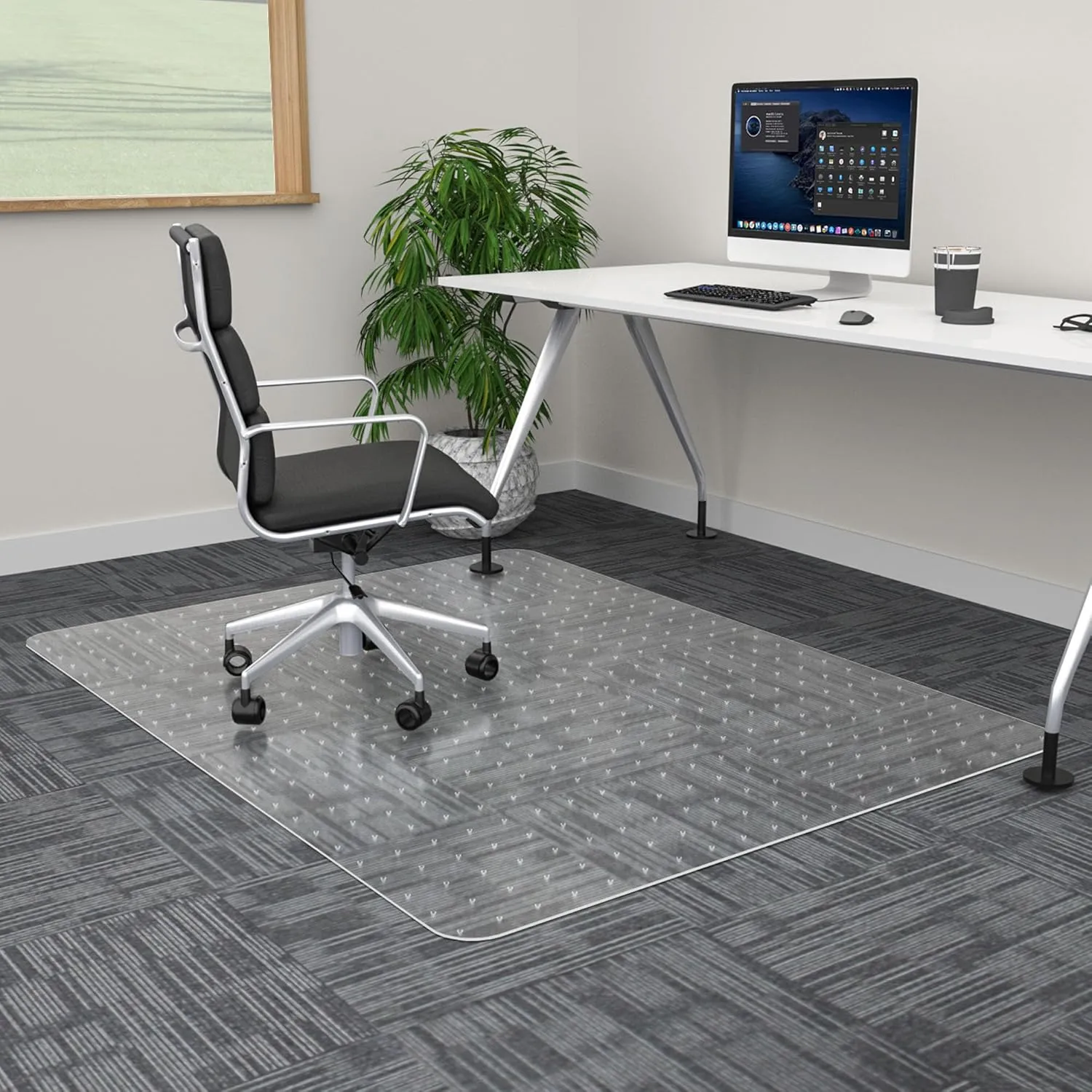 Extra Large Office Chair Mat for Carpet, 35" x 55" Clear Desk Chair Mat for Low Pile Carpeted Floors- Easy Glide Plastic Floor Mat for Office Chair on Carpet