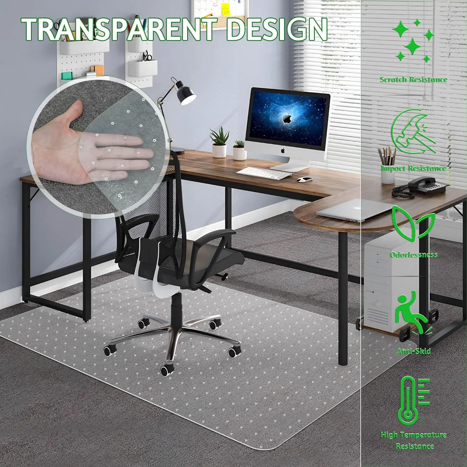 Extra Large Office Chair Mat for Carpet, 35" x 55" Clear Desk Chair Mat for Low Pile Carpeted Floors- Easy Glide Plastic Floor Mat for Office Chair on Carpet