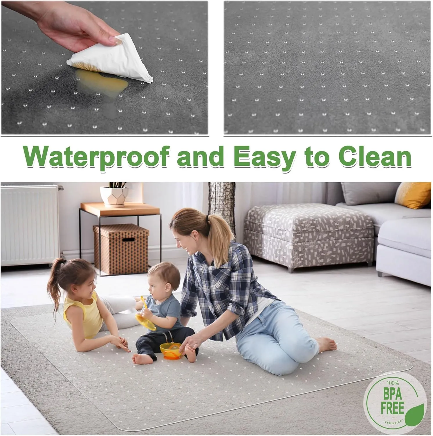 Extra Large Office Chair Mat for Carpet, 35" x 55" Clear Desk Chair Mat for Low Pile Carpeted Floors- Easy Glide Plastic Floor Mat for Office Chair on Carpet