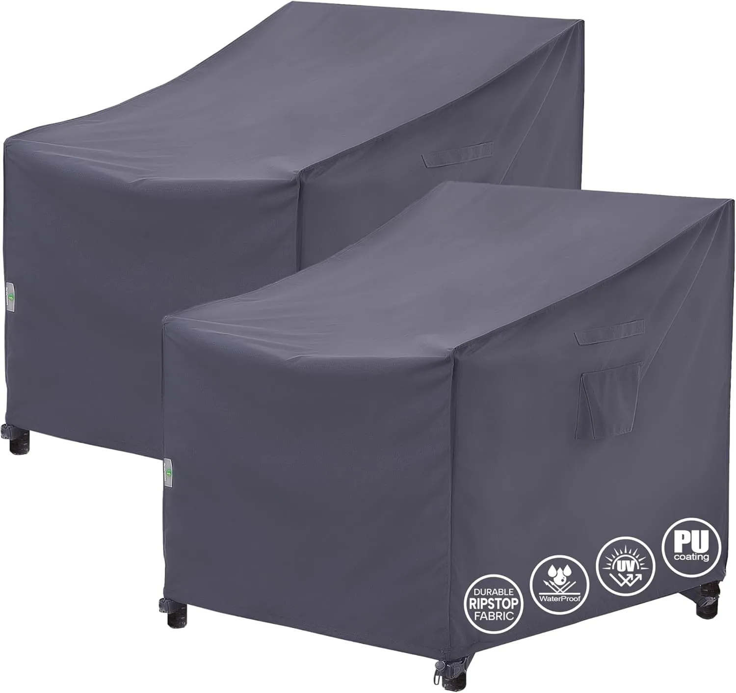 F&J Outdoors Patio Chair Cover - Heavy Duty Waterproof UV Resistant, Grey, 2Pack, 35" W x 39" D x 36" H
