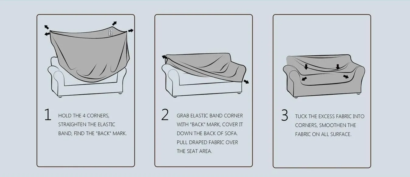 Fancy Collection 3pc Set Slipcover Set Furniture Cover Spandex Set Includes Sofa and Love-Seat and Chair Covers Solid New (Grey)