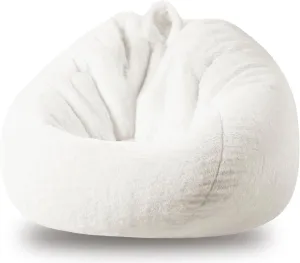 Faux Fur Comfy Bean Bag Chair Cover (No Filler), Fluffy Stuffed Animal Storage Bean Bag Cover for Adults, Premium Furry Fuzzy Bean Bag Cover for Living Room Bedroom