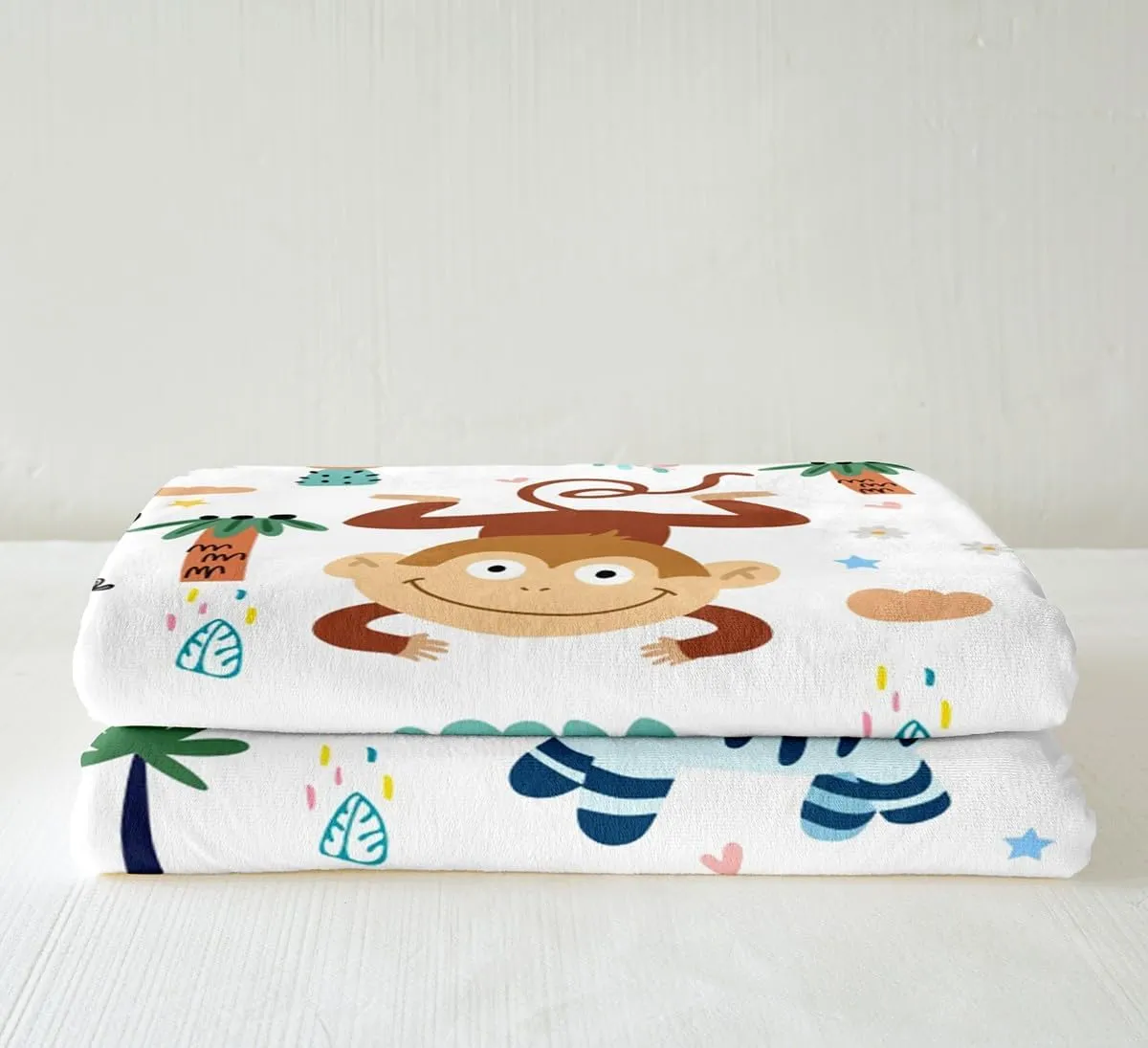 Feelyou Cartoon Jungle Animals Sherpa Blanket Boys Girls Teens Child Toddler Kids Safari Zoo Animals Fleece Throw Blanket Lion Tiger Monkey Giraffe Fuzzy Blanket for Sofa Bed Couch,Baby 30x40 Inches