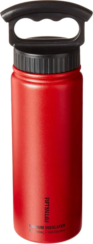 Fifty/Fifty Sport Water Bottle, 3 Finger Wide Mouth Cap, 18 oz/530mL, Cherry Red