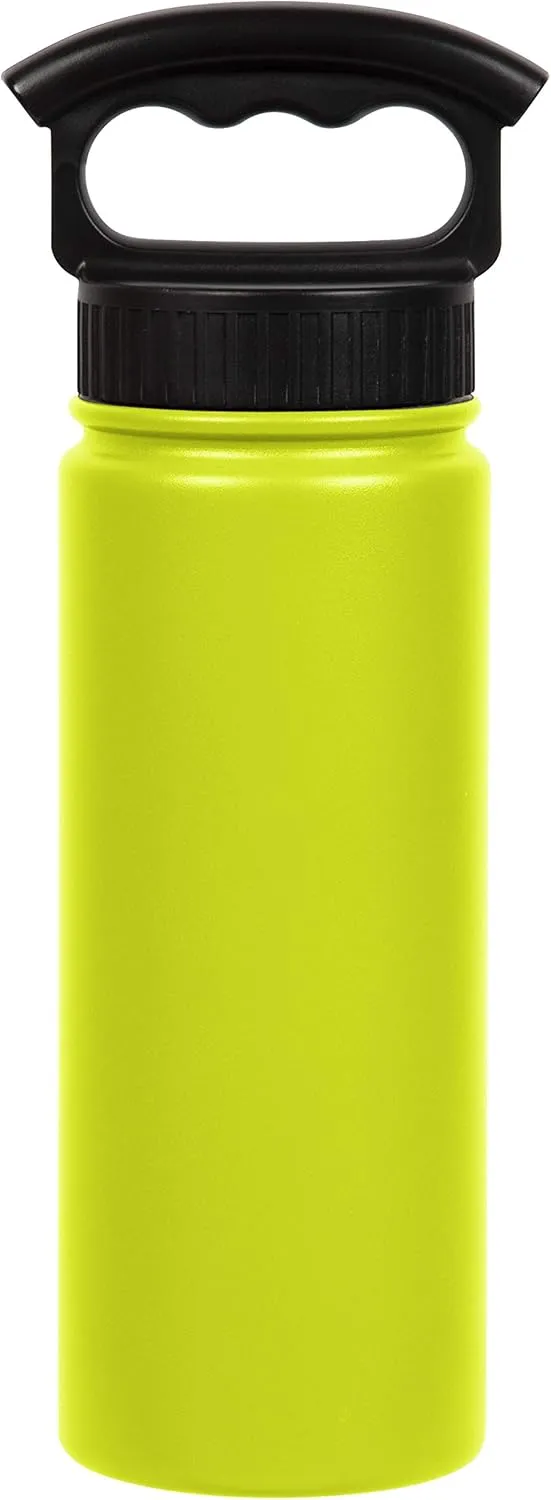 FIFTY/FIFTY Sport Water Bottle, 3 Finger Wide Mouth Cap, 18 oz/530mL, Lime Green