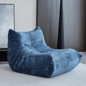 Fireside Chair, Bean Bag Chair for Adults Lazy Floor Sofa Chair Couch Modern Chenille Fabric High-Density Foam Single Sofa Floor Corner Couch for Living Room Bedroom Salon Blue