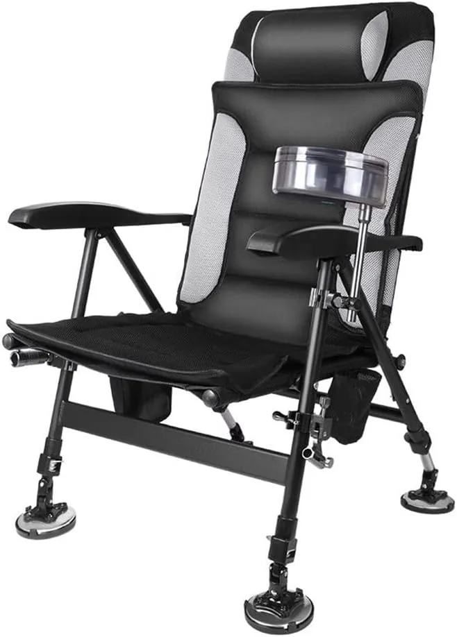 Fishing Chair Fishing Stool Outdoor All-Terrain Aluminum Armchair Folding Multi-Functional Portable Fishing Gear Chair(E)