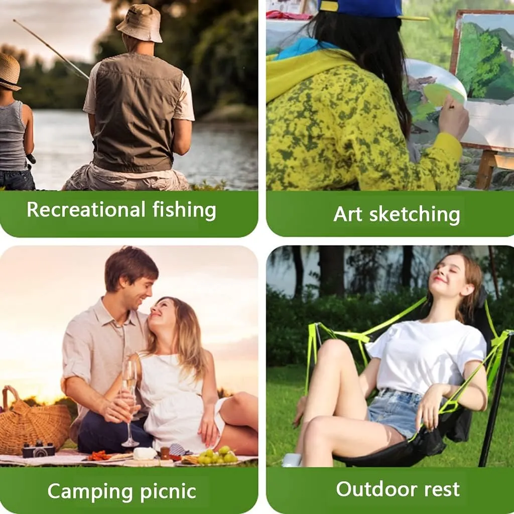 Fishing Chairs Folding Camping Chair Convenient Walking Chair Simple Home Swing Chair Barbecue Camping Aluminum Alloy Stool (Color : Green, Size : 79 * 64 * 85cm)