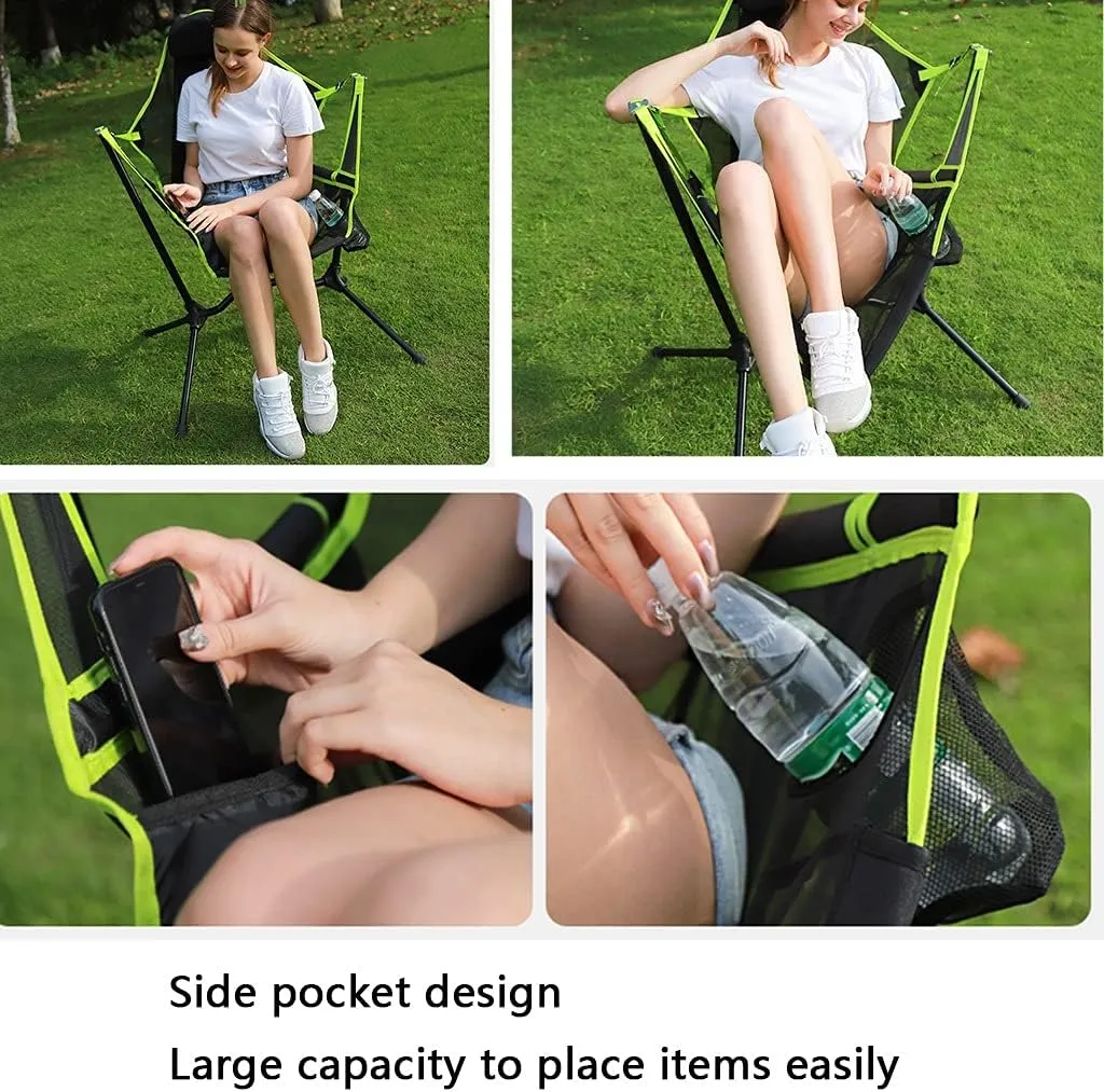 Fishing Chairs Folding Camping Chair Convenient Walking Chair Simple Home Swing Chair Barbecue Camping Aluminum Alloy Stool (Color : Green, Size : 79 * 64 * 85cm)