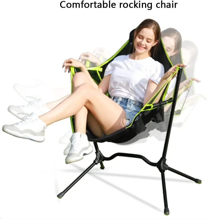 Fishing Chairs Folding Camping Chair Convenient Walking Chair Simple Home Swing Chair Barbecue Camping Aluminum Alloy Stool (Color : Green, Size : 79 * 64 * 85cm)