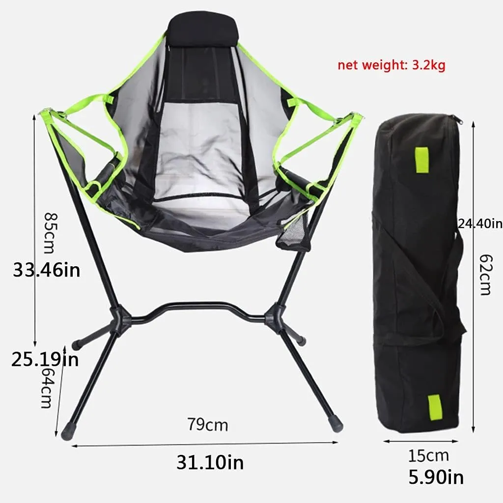 Fishing Chairs Folding Camping Chair Convenient Walking Chair Simple Home Swing Chair Barbecue Camping Aluminum Alloy Stool (Color : Green, Size : 79 * 64 * 85cm)