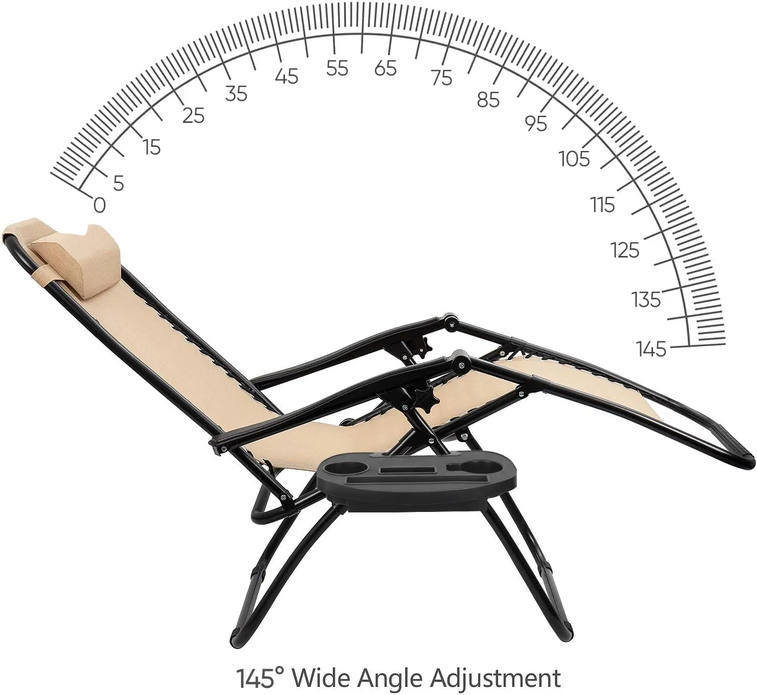 Flamaker Patio Zero Gravity Chair Outdoor Recliners Folding Lounge Chair Adjustable Lawn Lounge Chair with Pillow for Poolside, Yard and Camping (Beige)