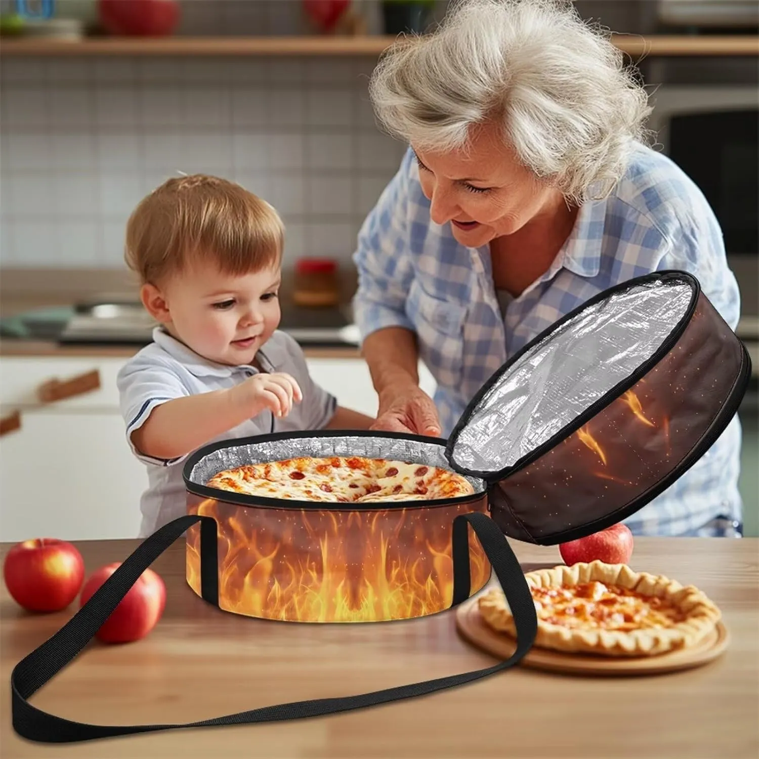 Flame Casserole Carrier Bag Case with Lid And Handle Insulated Casseroles Carriers Portable Food Warmer Carriers for Transport Picnic Baking Crust