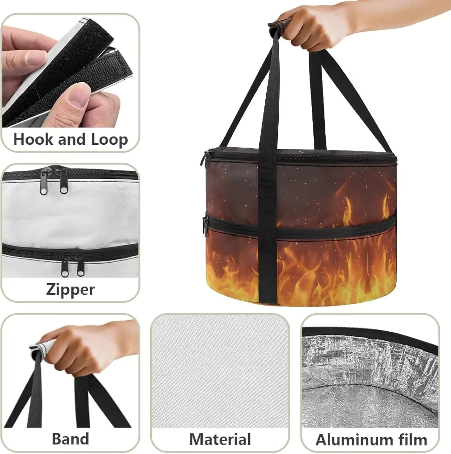 Flame Casserole Carrier Bag Case with Lid And Handle Insulated Casseroles Carriers Portable Food Warmer Carriers for Transport Picnic Baking Crust
