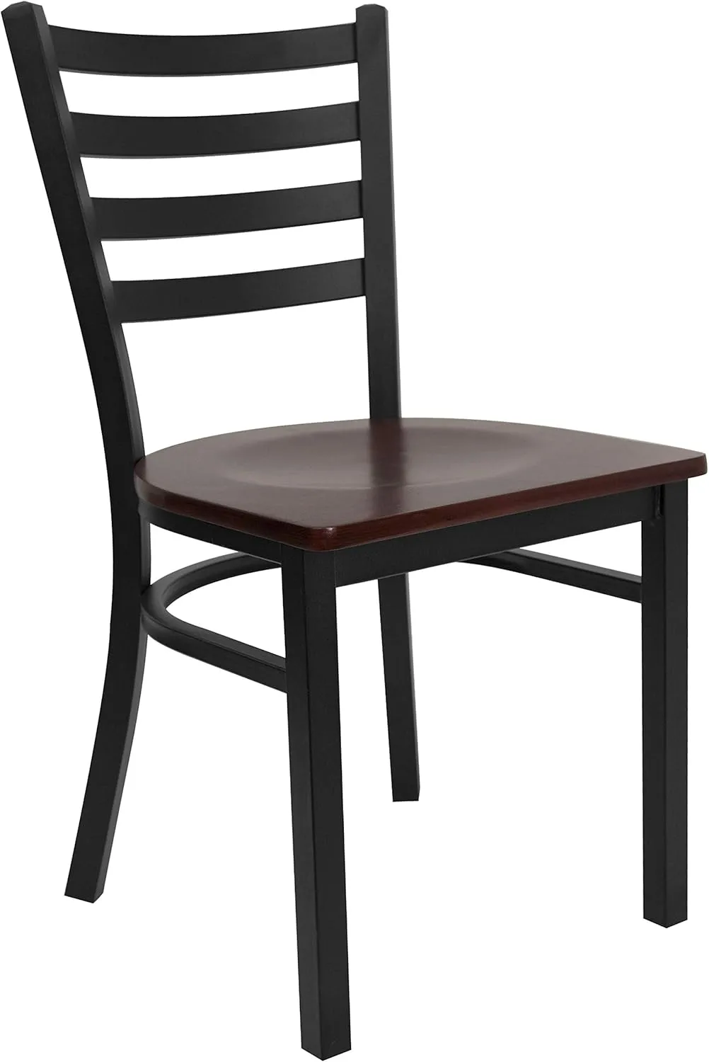 Flash Furniture 2 Pack HERCULES Series Black Ladder Back Metal Restaurant Chair - Mahogany Wood Seat