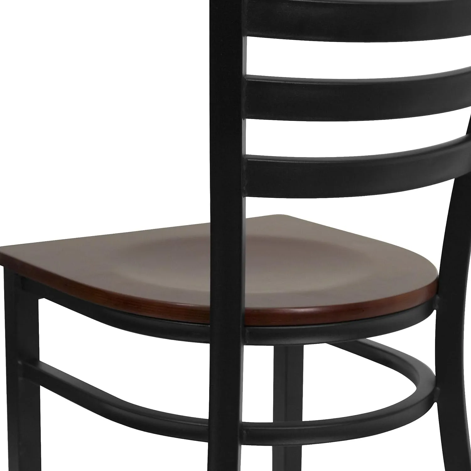 Flash Furniture 2 Pack HERCULES Series Black Ladder Back Metal Restaurant Chair - Mahogany Wood Seat