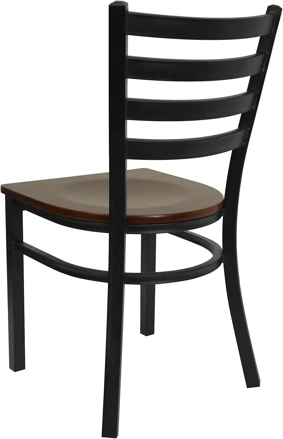 Flash Furniture 2 Pack HERCULES Series Black Ladder Back Metal Restaurant Chair - Mahogany Wood Seat