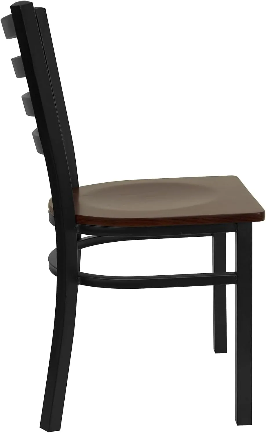 Flash Furniture 2 Pack HERCULES Series Black Ladder Back Metal Restaurant Chair - Mahogany Wood Seat