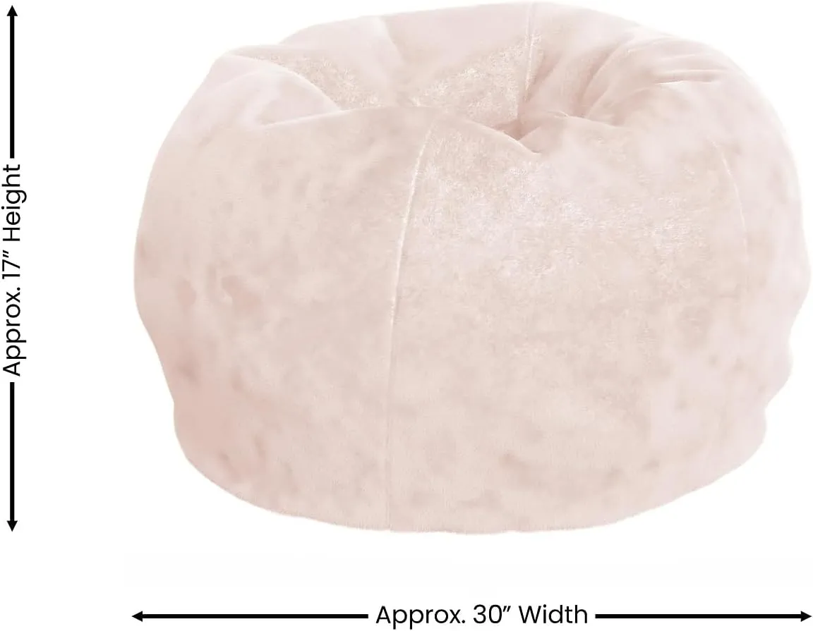 Flash Furniture Dillon Small Blush Furry Bean Bag Chair for Kids and Teens