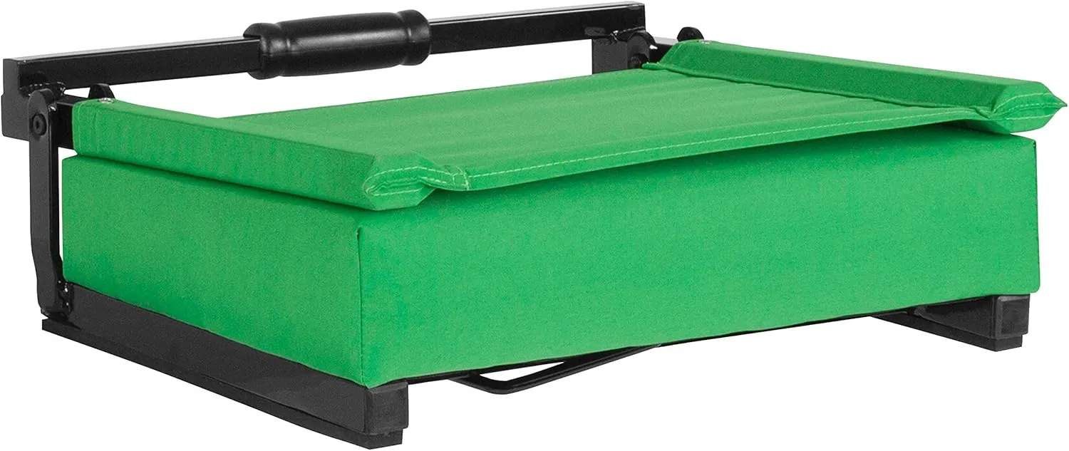 Flash Furniture Grandstand Portable Stadium Seats for Bleachers or Benches, Folding Padded Stadium Chairs with Handle, Pack of 2, 500 lb. Weight Capacity, Bright Green