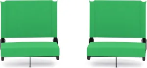 Flash Furniture Grandstand Portable Stadium Seats for Bleachers or Benches, Folding Padded Stadium Chairs with Handle, Pack of 2, 500 lb. Weight Capacity, Bright Green