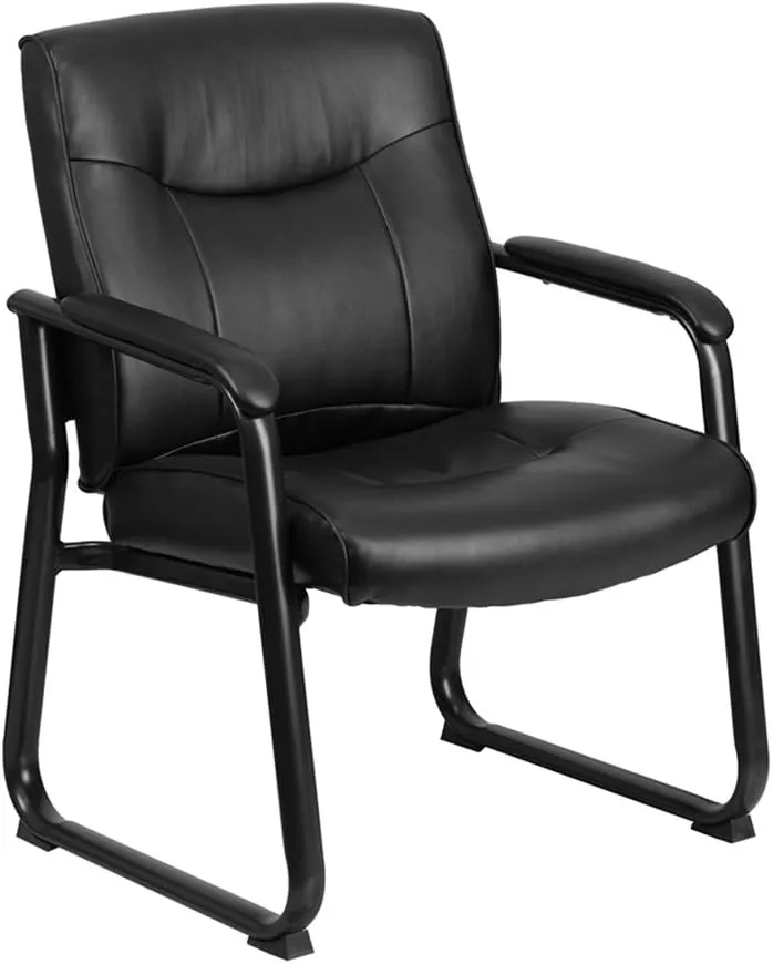 Flash Furniture Hercules Series Big & Tall LeatherSoft Executive Side Reception Chair, Padded Lobby Chair with 500-lb. Static Weight Capacity, Black