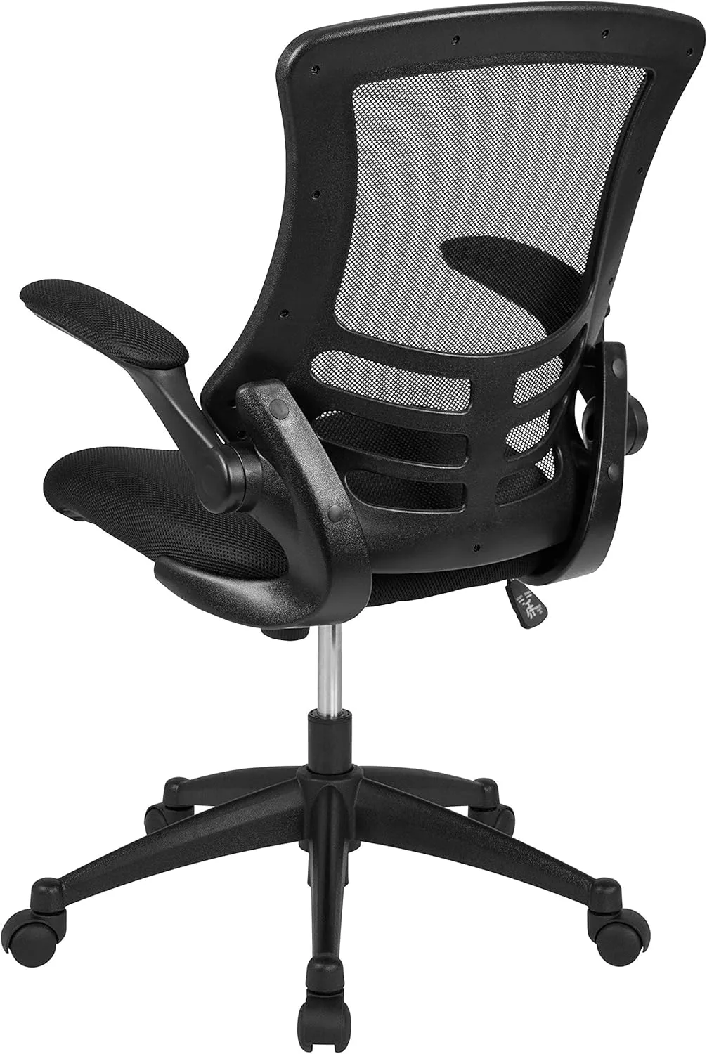 Flash Furniture Kelista Mid-Back Swivel Office Chair with Adjustable Seat Height, Ergonomic Mesh Desk Chair with Flip-Up Armrests, Black