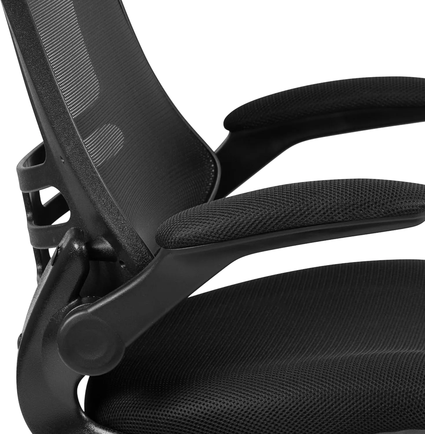 Flash Furniture Kelista Mid-Back Swivel Office Chair with Adjustable Seat Height, Ergonomic Mesh Desk Chair with Flip-Up Armrests, Black