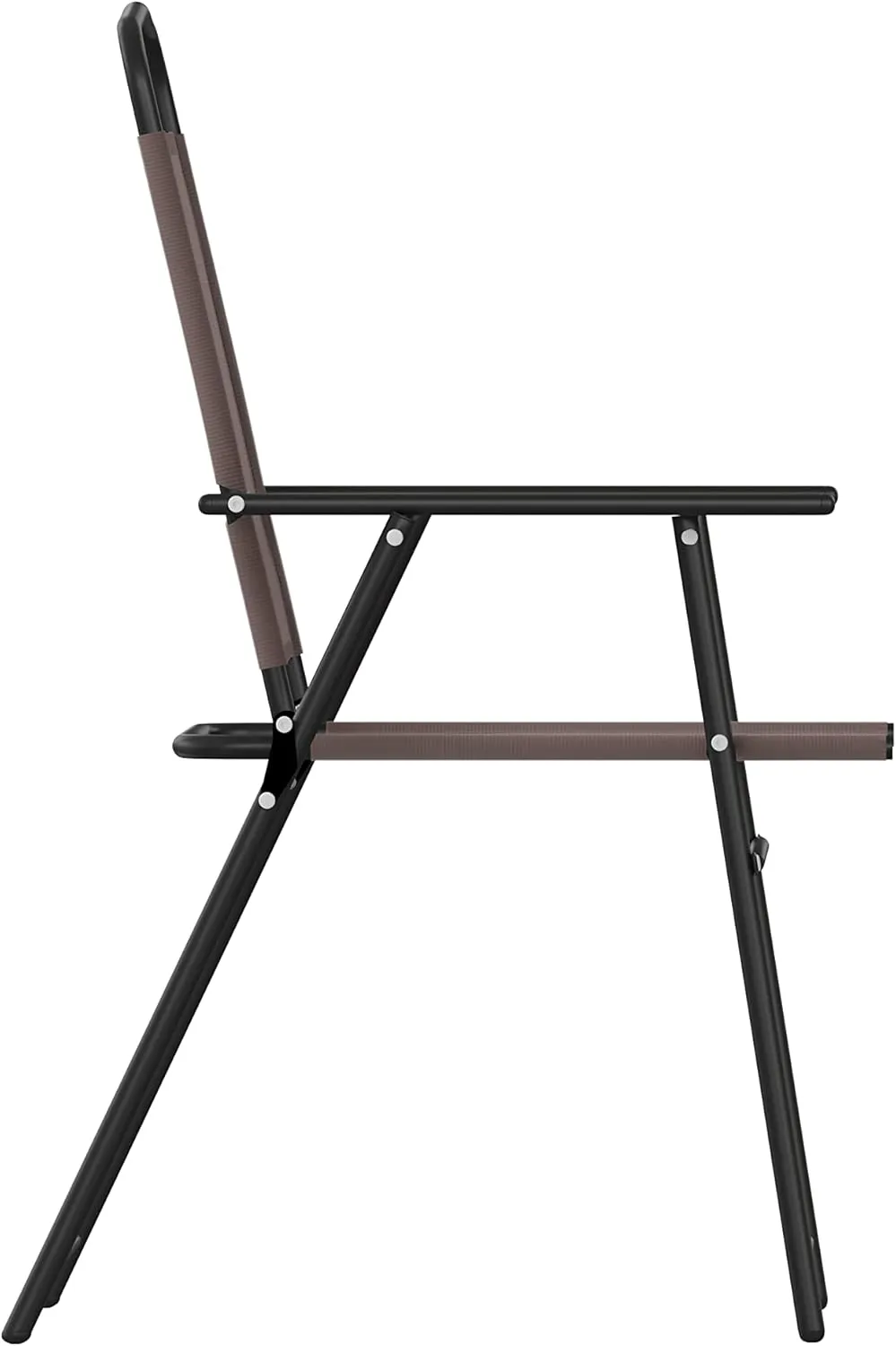 Flash Furniture Mystic Folding Patio Sling Chairs, Outdoor Textilene Lawn Chairs with Armrests, Set of 2, Brown