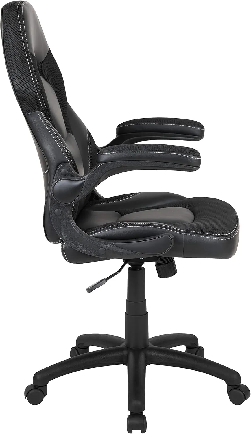 Flash Furniture X10 High-Back LeatherSoft Racing Style Gaming Chair with Flip-Up Arms, Ergonomic Padded Swivel Computer Chair, Black