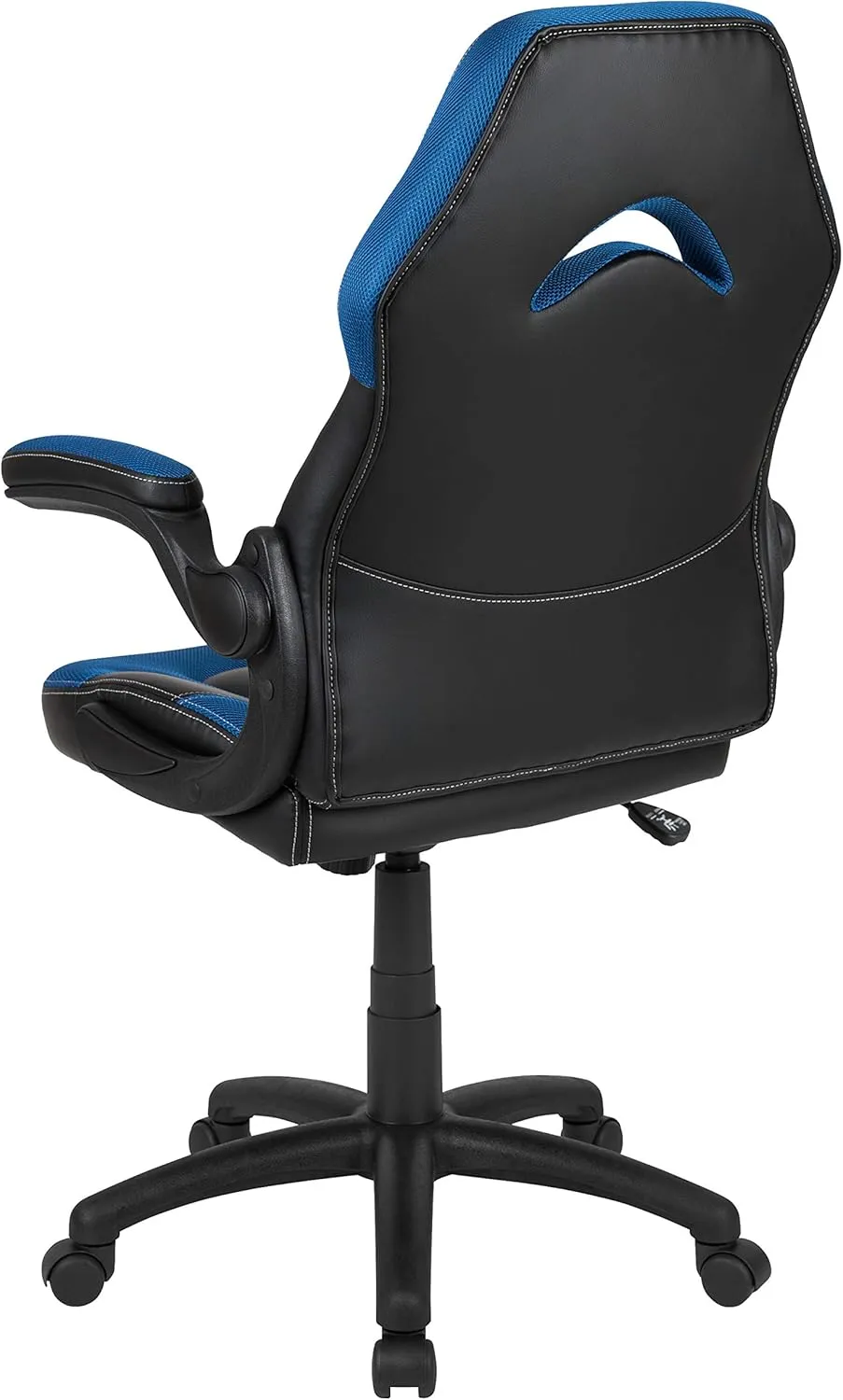Flash Furniture X10 High-Back LeatherSoft Racing Style Gaming Chair with Flip-Up Arms, Ergonomic Padded Swivel Computer Chair, Blue/Black