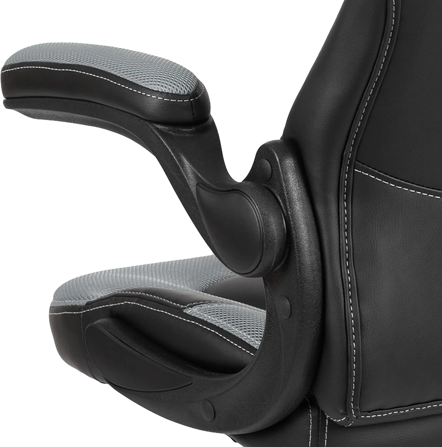 Flash Furniture X10 High-Back LeatherSoft Racing Style Gaming Chair with Flip-Up Arms, Ergonomic Padded Swivel Computer Chair, Gray/Black