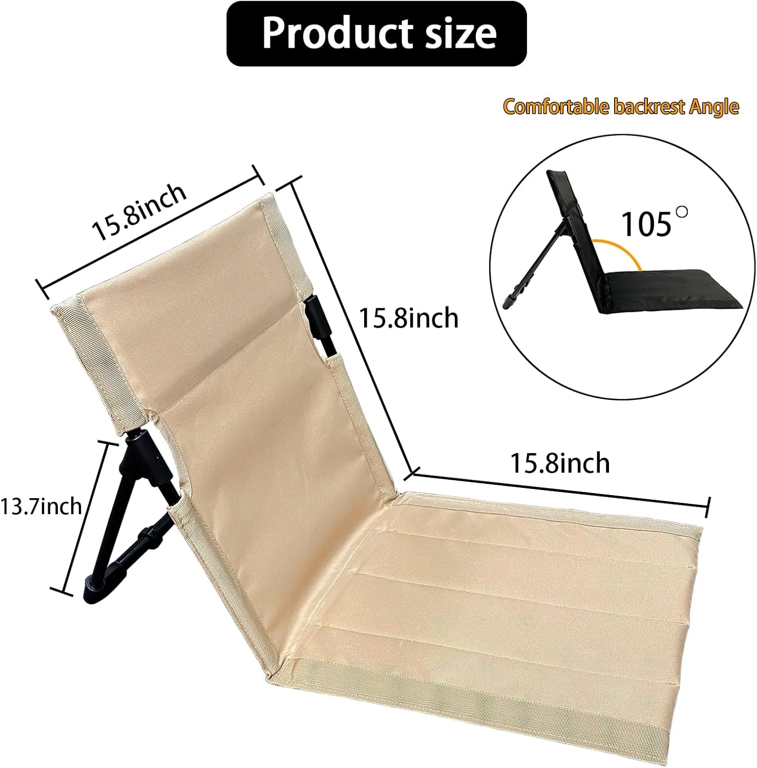 Foldable Adult Flip Seat, Portable Outdoor Chair for Poolside, Tailgating, Camping, Sporting Events, Picnic and Beach Chair (Beige)
