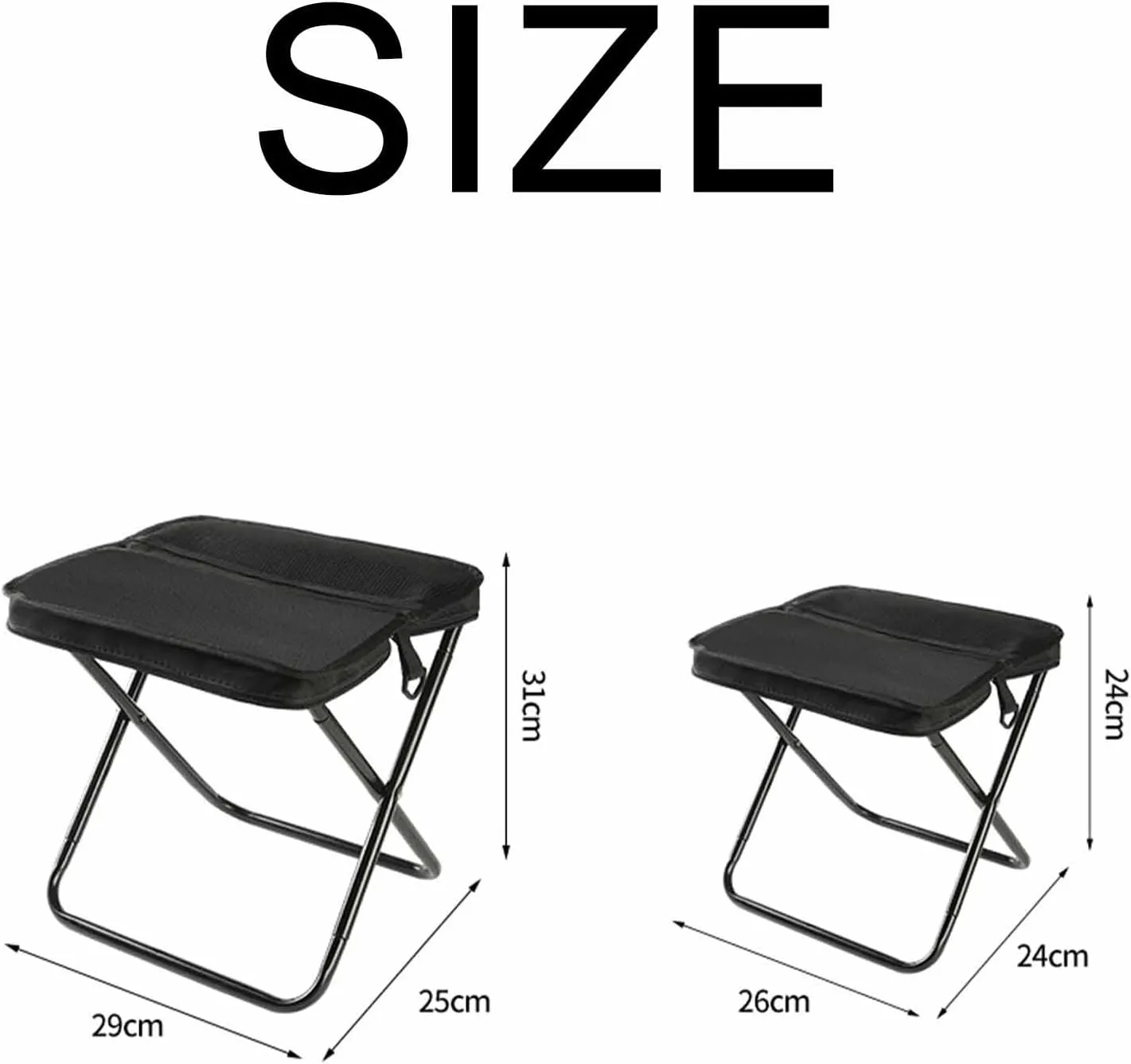 Foldable Backpack Stool, Folding Mini Outdoor Camping Stool with Carry Bag, Lightweight Outdoor Zipper Pack Folding Chair Footstool for Picnic Hiking Fishing (Black, S)