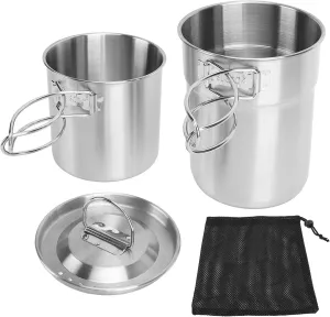 Foldable Camping Cookware Set, 304 Stainless Steel Outdoor Cooking Set Lightweight Portable Camping Cookware for Hiking, Traveling, And Outdoor Cooking