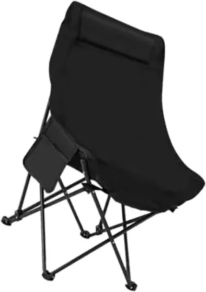 Foldable Chair Seat Padded Portable Camping Gear Fishing Stool for Outdoor Household Boating Black Moon Chair