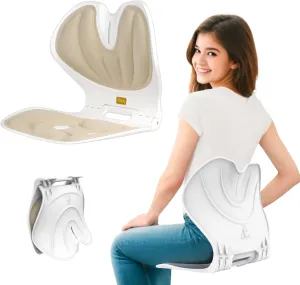 Foldable Lumbar Back Support Chair Ergonomic Curve for Posture Corrector Back Pain Relief Perfect for Floor Seat Officework Homework Small Size for Children Teenagers Youths (Yellow)