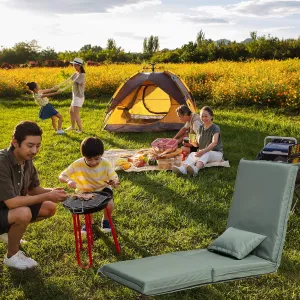 Foldable Portable Chair for Ultimate Relaxation, Adjustable Recliner for Outdoor Travel, Picnics, BBQs, and Camping, Light Green