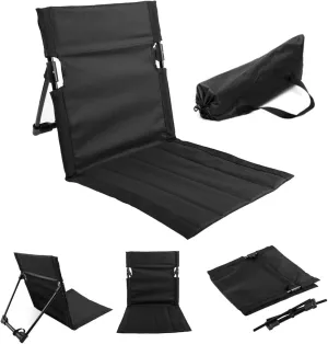 Folding Beach Chair Breathable Stable Portable Beach Chair with Sponge Filling & Mesh Pocket Lightweight Soft Sturdy Folding Floor for Fishing, Barbecues, Hiking, (Black)