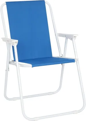 Folding Beach Chair, Lightweight High Back Camping Chairs with Hard Armrest, Supports 220lbs for Beach Lawn Concert (Blue)