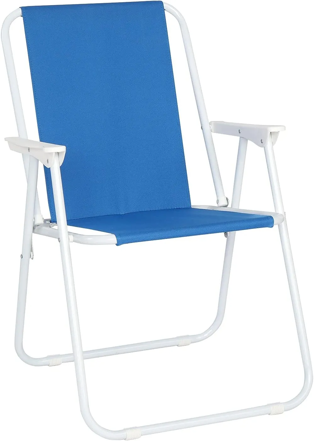 Folding Beach Chair, Lightweight High Back Camping Chairs with Hard Armrest, Supports 220lbs for Beach Lawn Concert (Blue)