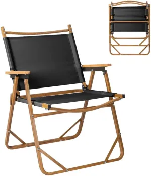 Folding Camping Chairs, Aluminum Frame Portable Beach Chair Lawn Chairs for Adults Outside Compact Chairs Outdoor Ultralight Wood Grain Chair for Camping Hiking Picnic Outside