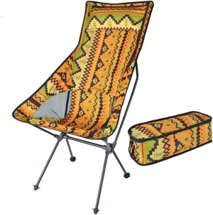 Folding Chair, Ultra-Light Outdoor Portable Wild Camping Chair, Aluminum Alloy Fishing Chair, Small Size Lightweight Camping Stool, for Hiking and Camping-Yellow Super