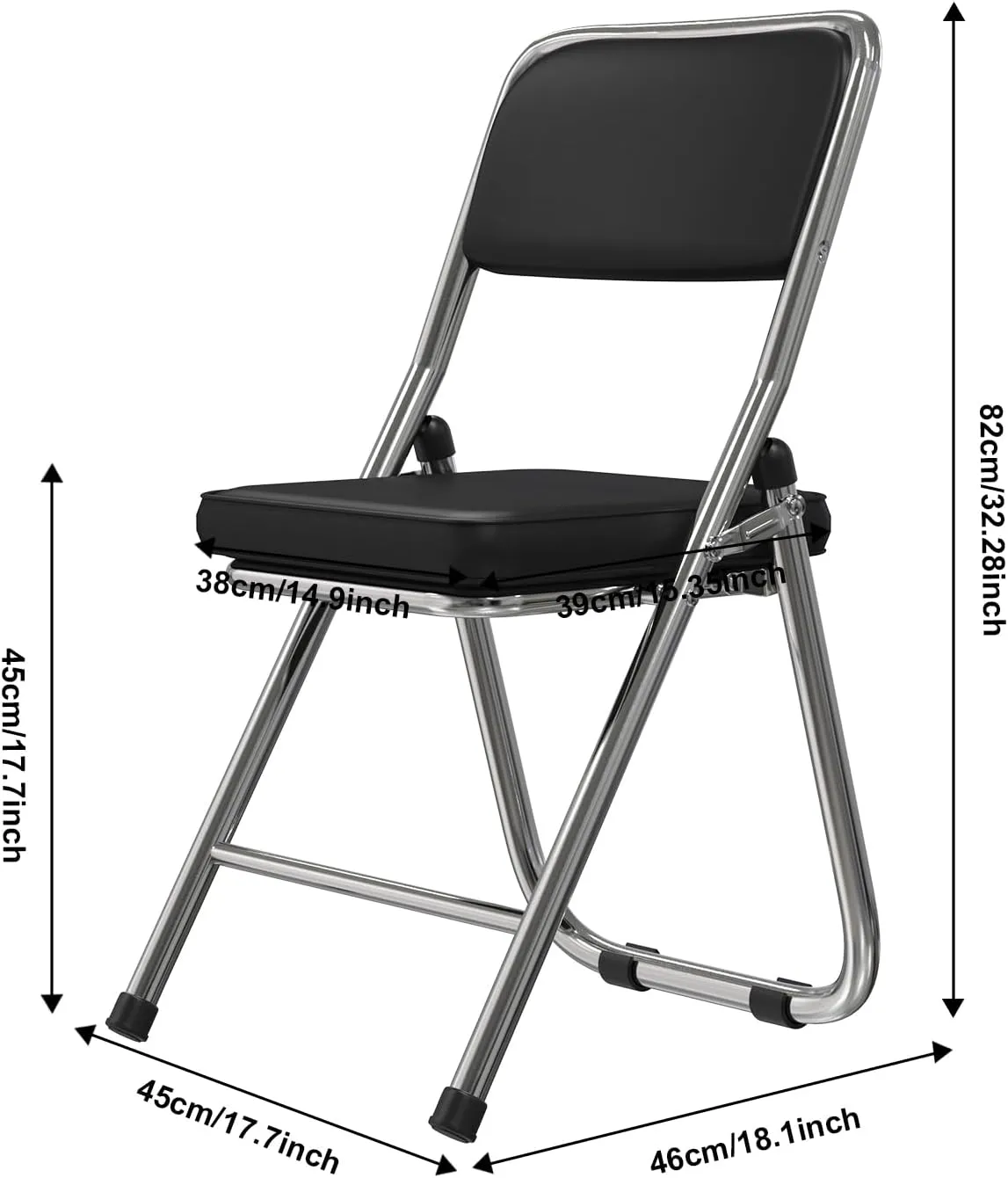 Folding Chairs 2 Pack with Ultra Thick Padded Seats, Foldable Chair Indoor, Comfortable Metal Chairs, Portable Stackable Commercial Seat with Steel Frame for Events Office Wedding Parties (Black)
