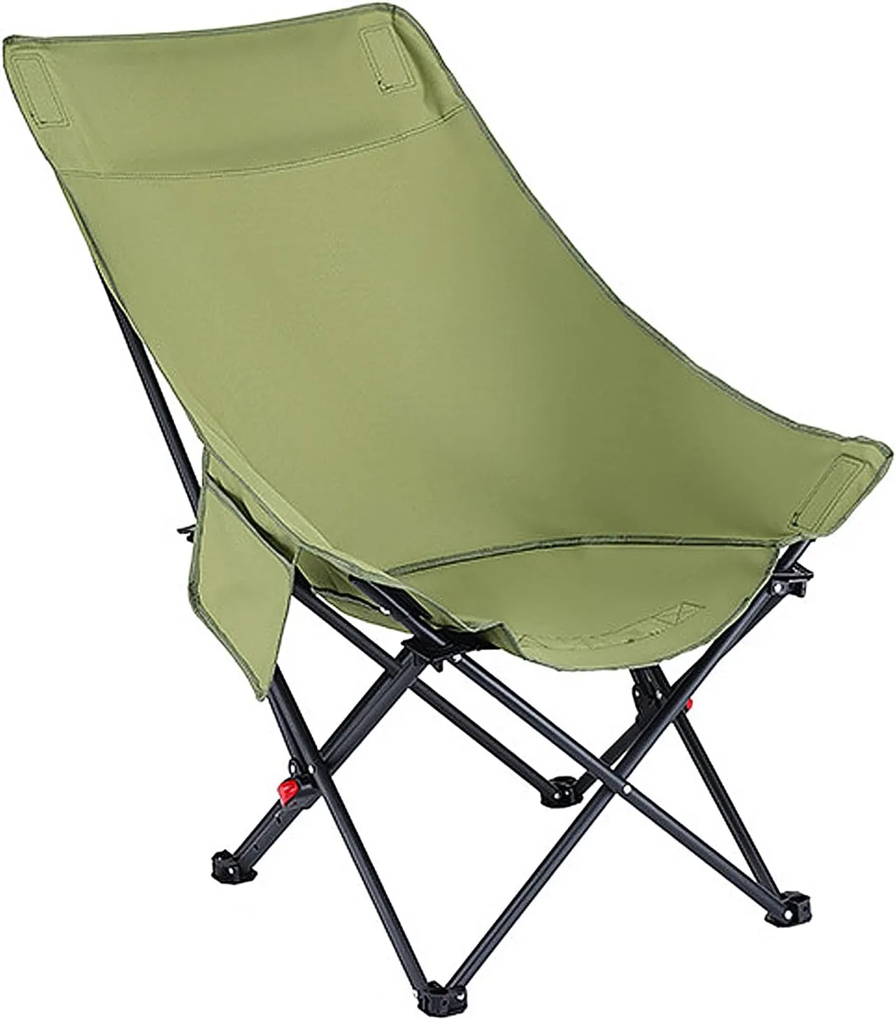 Folding Chairs Camping Chair with Backrest Adjustment Comfy Extra Wide Carry Bag Outdoor Quad Lumbar Back Padded Side Pockets Recliner for Adults Supports 265 LBS-Cyan