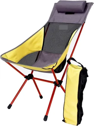 Folding Chairs Outdoor Portable Aluminum Alloy Fishing Slacker Chair Seat Stool, Backrest Beach Step Stool with Pillow Hiking Lawn