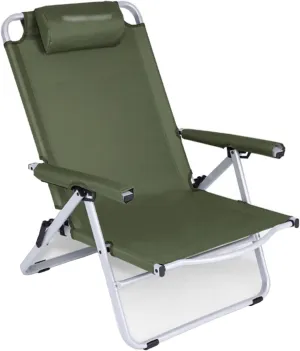 Folding Chaise - Camping Chair, 4th Gear Angle Adjustment, Can Sit and Lie Down, Load Bearing Capacity of 180KG, Suitable for Outdoor Activities Such As Camping, Fishing, Etc