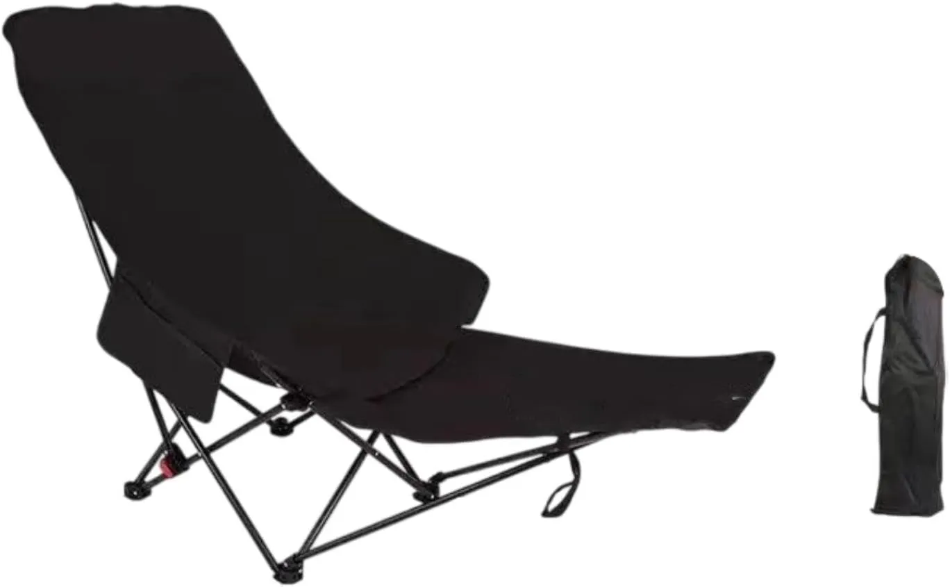 Folding Chaise Lounge Chair Lounger 3 Gear Adjustable Angle Recliner Reclining Chair for Park Pool Hiking Sports Sunbathing, Black